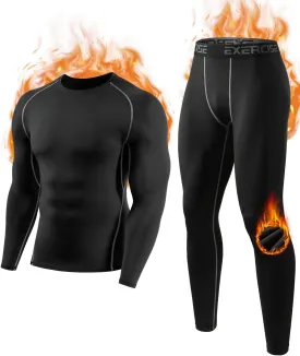2 Pack Thermal Underwear for Men Long Johns Fleece Lined Compression Pants Base Layer Cold Weather Top Bottom
