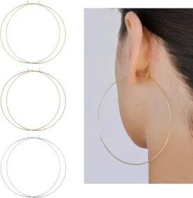 3 Pairs Thin Extra Large Hoop Earrings SetFashion Huge Gold Hoops 18k Gold Plated Lightweight Stainless Steel Hoops Big Geometric Round Gold Hoop Earrings Set Minimalist Jewelry for Women