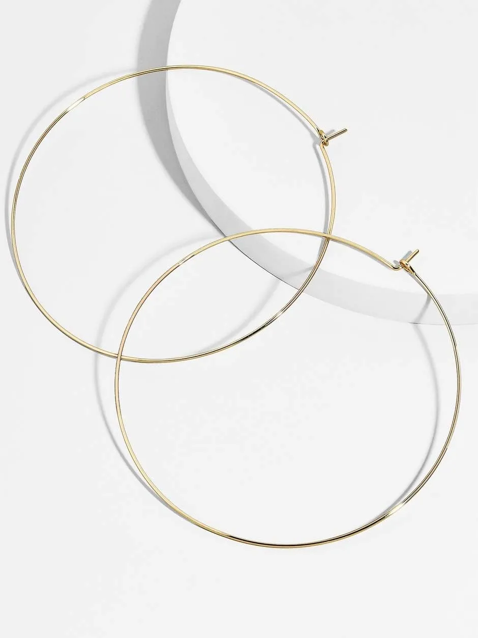 3 Pairs Thin Extra Large Hoop Earrings SetFashion Huge Gold Hoops 18k Gold Plated Lightweight Stainless Steel Hoops Big Geometric Round Gold Hoop Earrings Set Minimalist Jewelry for Women