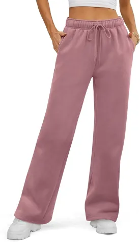 ATHMILE Womens Sweatpants 2025 Baggy Wide Fleece Lined Straight Leg Pants