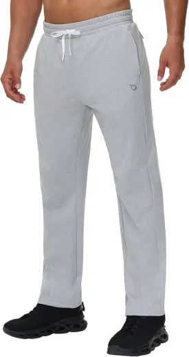 baleaf Men's Fleece Lined Water Resistant Pants Winter Thermal Sweatpants with Zipper Pockets Warm Open Bottom