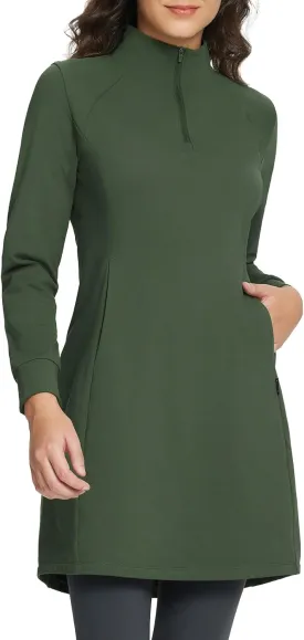 baleaf Women's Fleece Lined Dress Sweatshirt Dress Water Resistant Warm Quarter Zip Cover Up Winter Outdoor with Pocket baleaf Women's Fleece Lined Dress Sweatshirt Dress Water Resistant Warm Quarter Zip Cover Up Winter Outdoor with Pocket