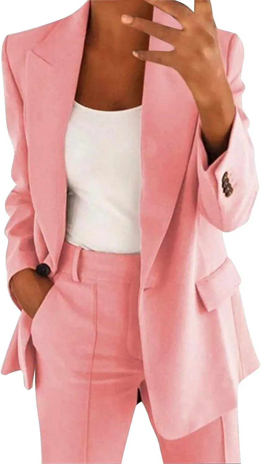Blazers for Women 2024 Casual Plus Size Business Coats Dressy Loose Button Down Cardigan Work Suit Jacket with Pocket
