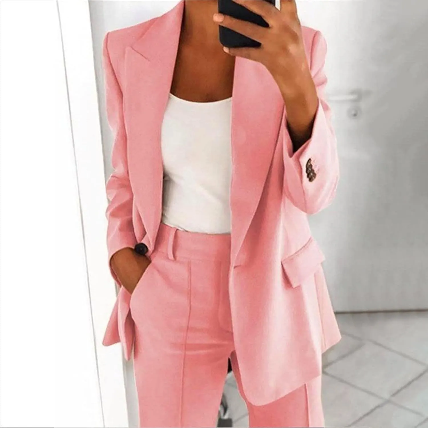Blazers for Women 2024 Casual Plus Size Business Coats Dressy Loose Button Down Cardigan Work Suit Jacket with Pocket