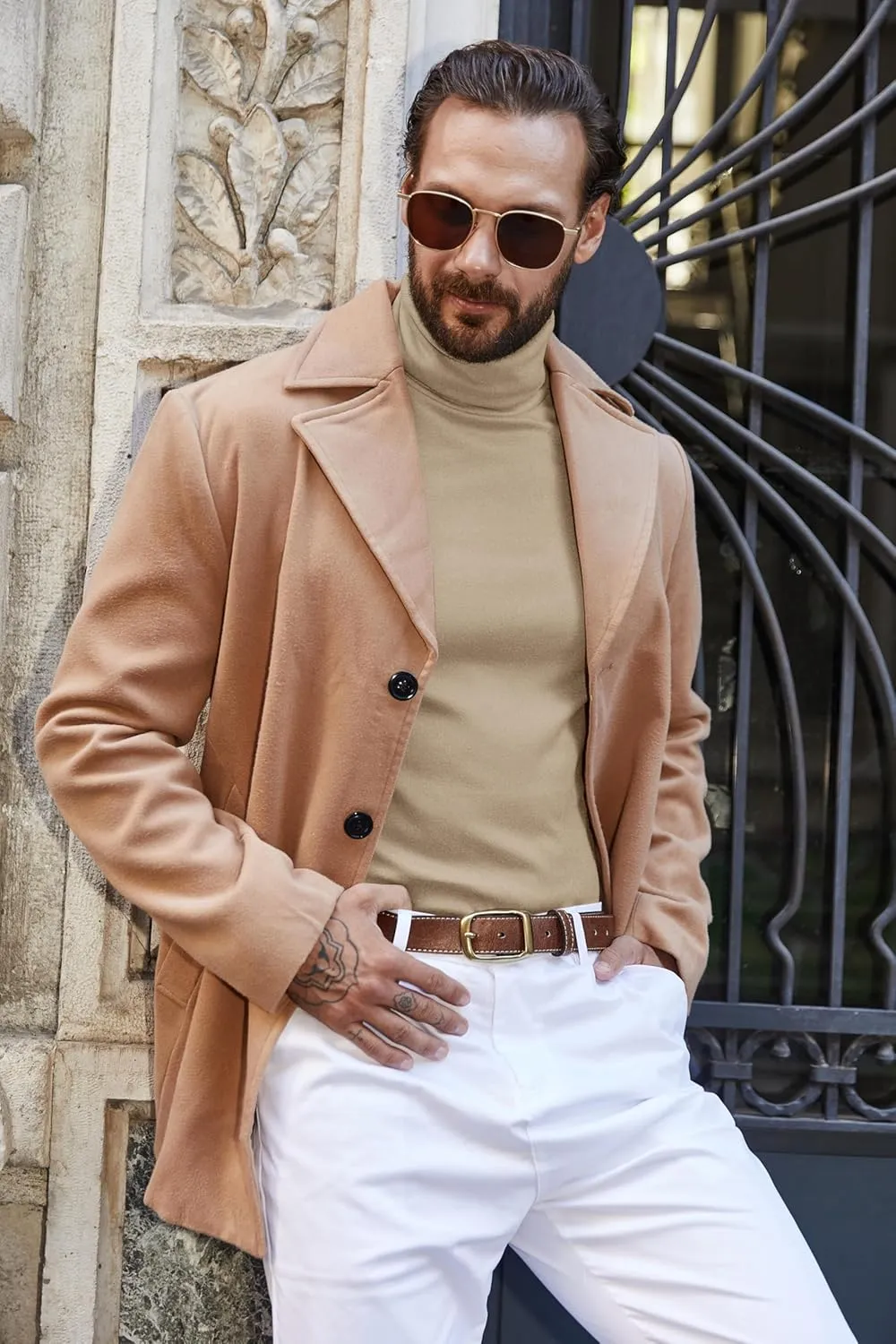 COOFANDY Men's Turtle Neck Shirts High Neck Mock Neck T Shirts Long Sleeve Slim Fit Sweater Casual Thermal Pullover