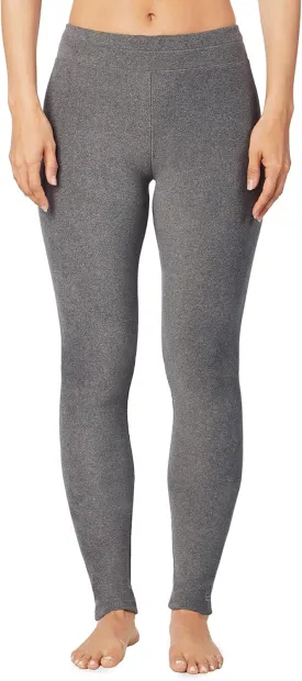 Cuddl Duds Fleecewear with Stretch Leggings for Women - Thermal Fleece Lined Base Layer Tights - Cold Weather Winter Clothes, Heather Charcoal, X-Large