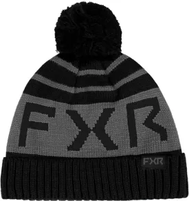 FXR Helium Beanie Soft Acrylic Classic Skull Fit Fold Up Rib Cuff Pompom - Black/Charcoal - One Size