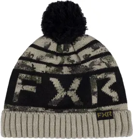 FXR Youth Helium Beanie Soft Acrylic Classic Skull Fit Fold Up Rib Cuff Pompom - Army Camo/Black - One Size