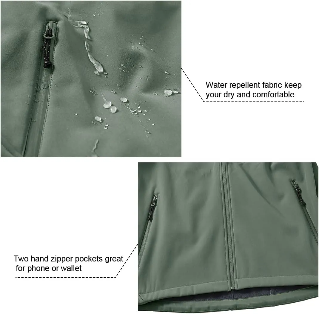Gopune Men's Lightweight Soft Shell Jacket Fleece Lined Waterproof Hooded Hiking Winter Jacket