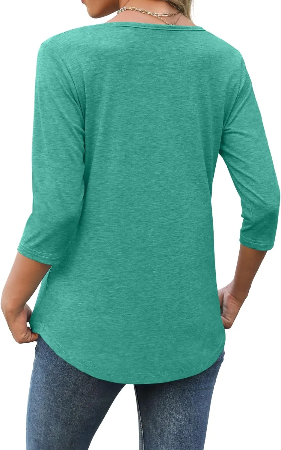 Heymiss Womens Tops 3/4 Sleeve V Neck Shirts Loose Casual Tunic Blouses Criss Cross Summer Tshirts