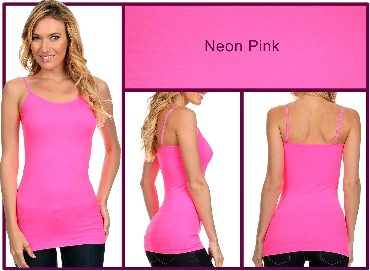 HL California Camisole 4 Way Stretch Seamless Basic Layering Top Pack of 4 *Ships from USA*