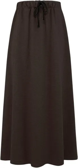 IDEALSANXUN Women's Fall Winter Fleece Lined Elastic Waist Long Skirts with Drawstring