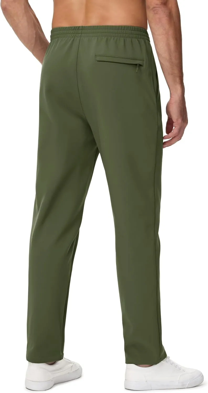 MAGCOMSEN Men's Fleece Lined Sweatpants with Zipper Pockets Athletic Workout Running Winter Water Resistant Pants
