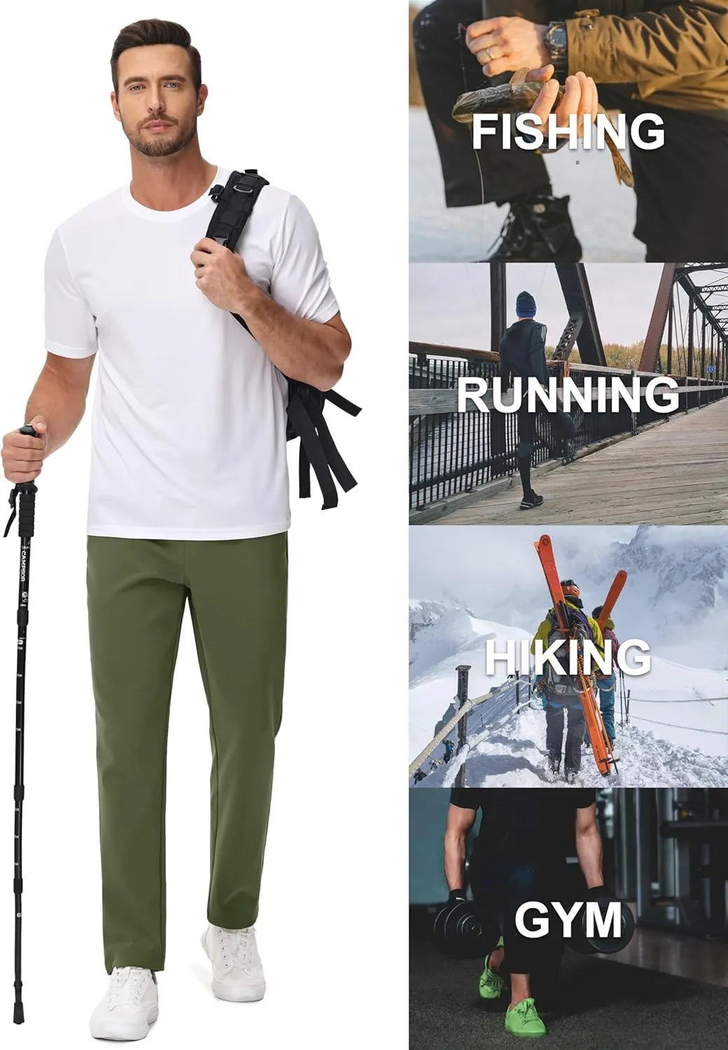 MAGCOMSEN Men's Fleece Lined Sweatpants with Zipper Pockets Athletic Workout Running Winter Water Resistant Pants