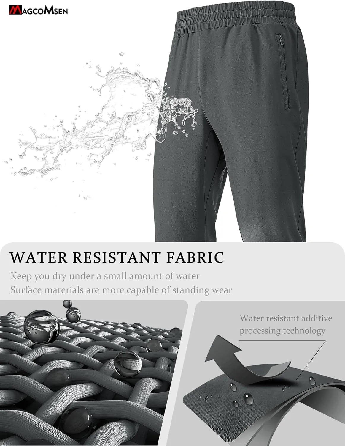 MAGCOMSEN Men's Winter Fleece Lined Sweatpants Running Warm Athletic Pants Sports Water Resistant Pants
