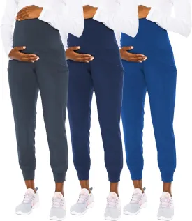 Med Couture Maternity Jogger Scrub Pants for Women, High Rise Waist, 4 Pockets with Soft Knit Waistband - MC029