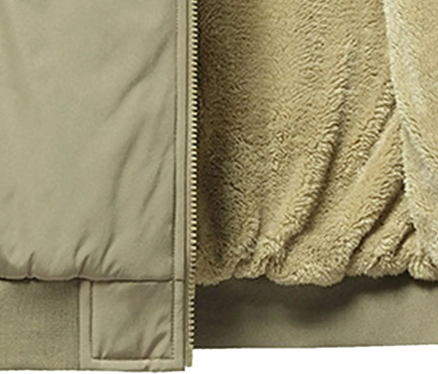 Men's Business Casual ThickenTop Jacket Stand Collar Sherpa Lined Jackets Warm Winter Padded Bomber Outerwear