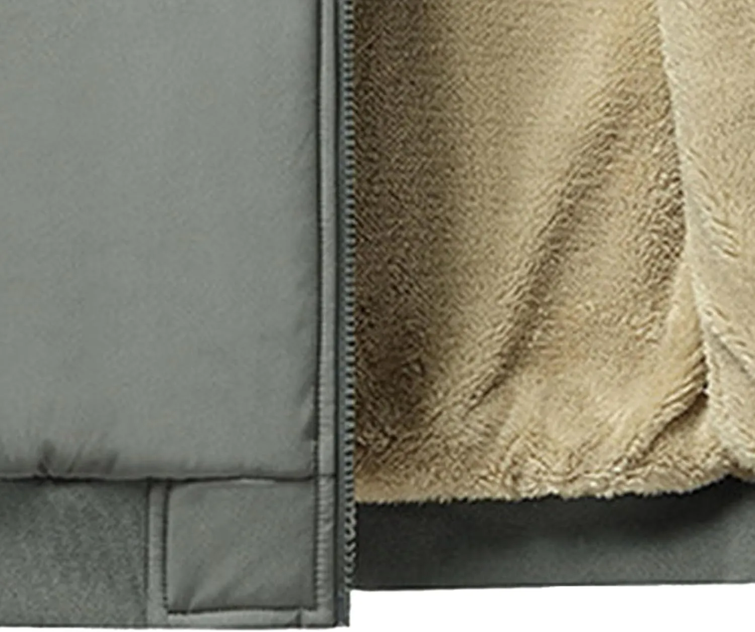 Men's Business Casual ThickenTop Jacket Stand Collar Sherpa Lined Jackets Warm Winter Padded Bomber Outerwear