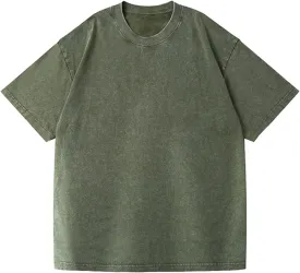 Men's Oversized T-Shirts Heavy Loose Fit Vintage Washed Tee Unisex Cotton Short Sleeve Casual Shirts Tee Tops
