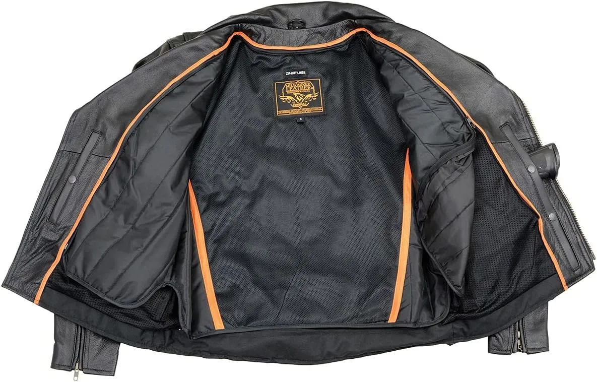 Milwaukee Leather LKM1770 Men's Black Premium Thick Leather Motorcycle Jacket Brando Style Biker Jacket