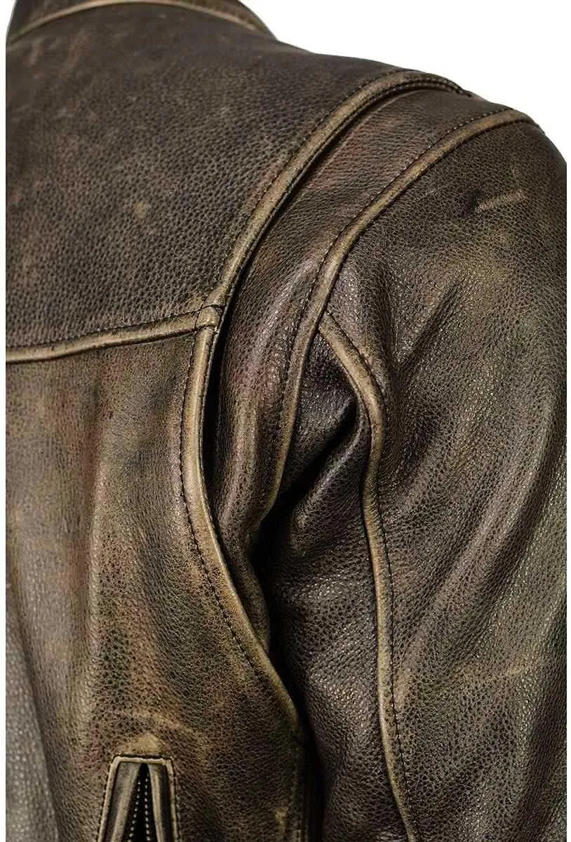Milwaukee Leather MLM1503 Men's Distressed Brown Racer Motorcycle Vented Leather Rider Jacket