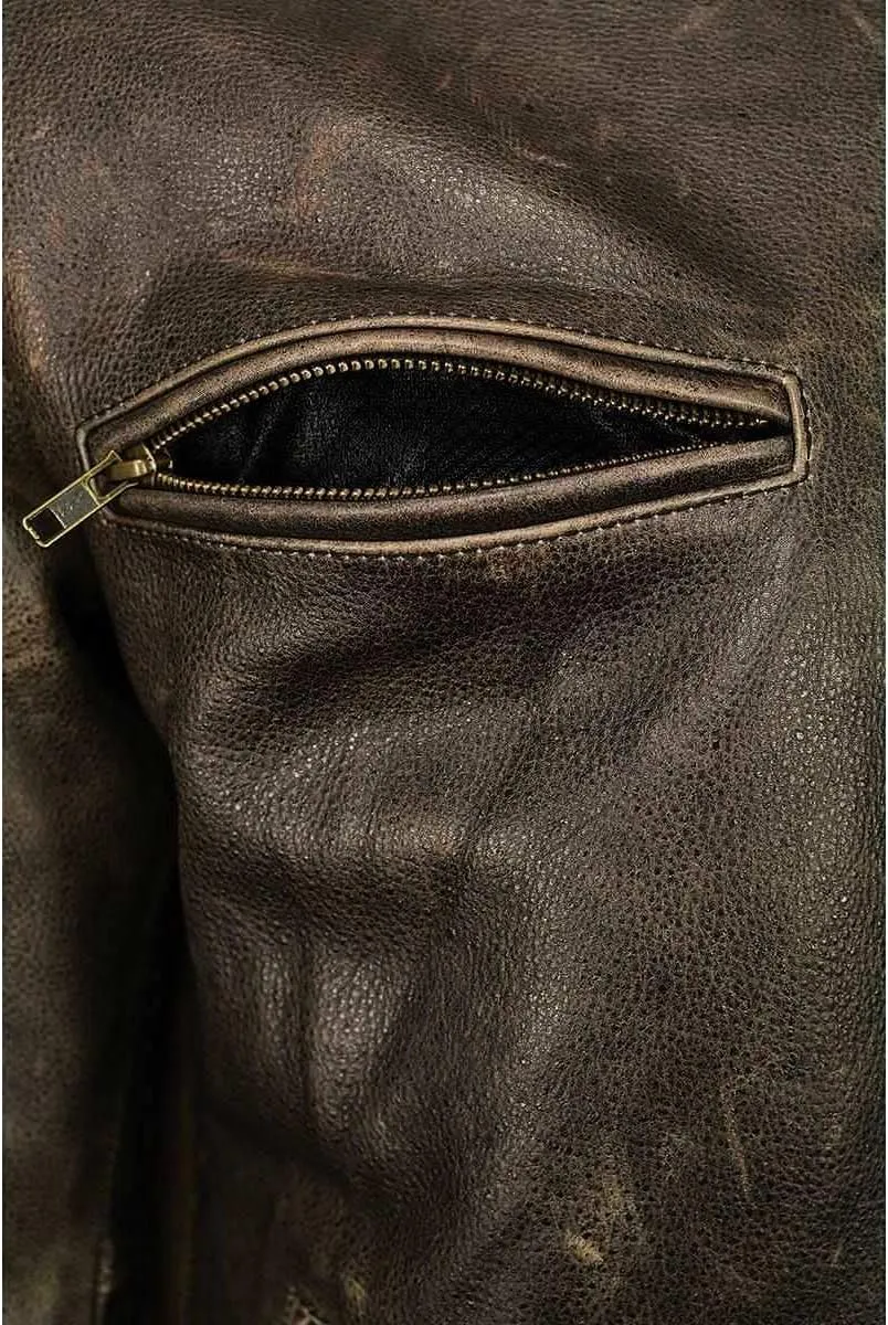 Milwaukee Leather MLM1503 Men's Distressed Brown Racer Motorcycle Vented Leather Rider Jacket