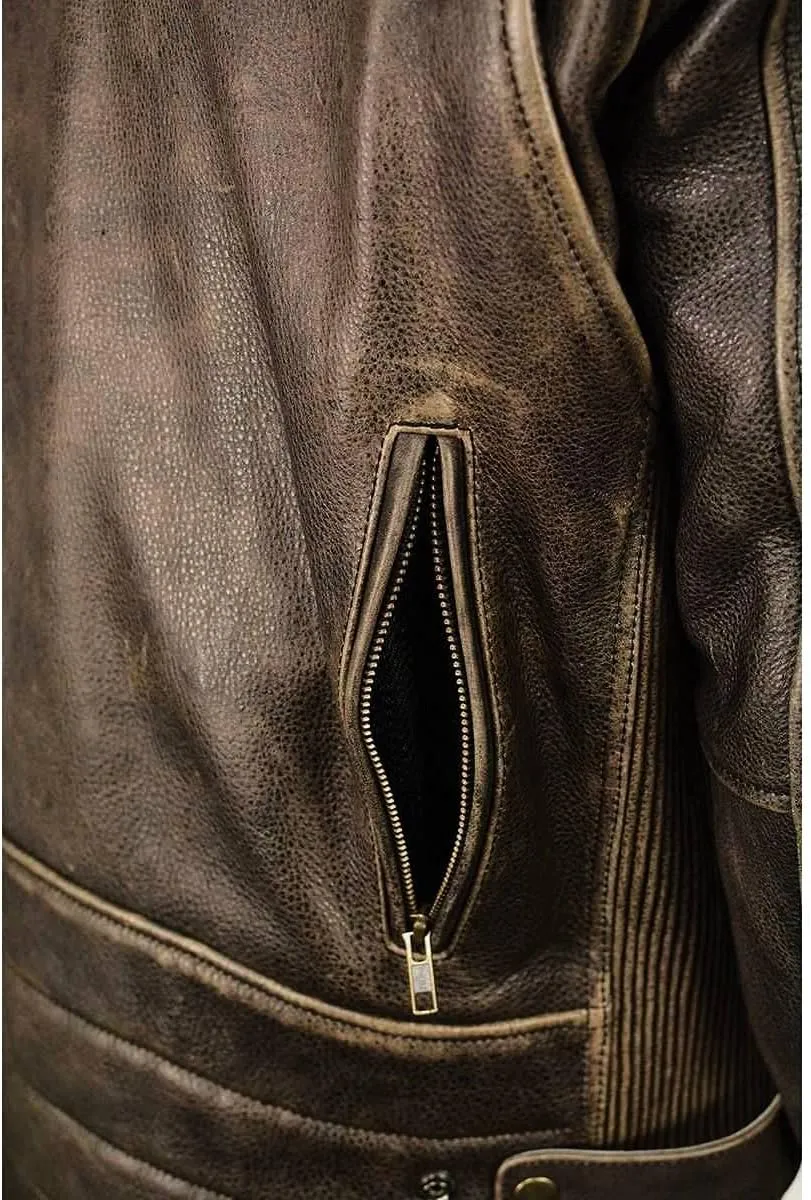 Milwaukee Leather MLM1503 Men's Distressed Brown Racer Motorcycle Vented Leather Rider Jacket