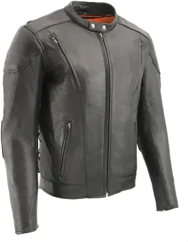 Milwaukee Leather SH1010 Men's 'Scooter' Black Vented Leather Jacket with Side Laces