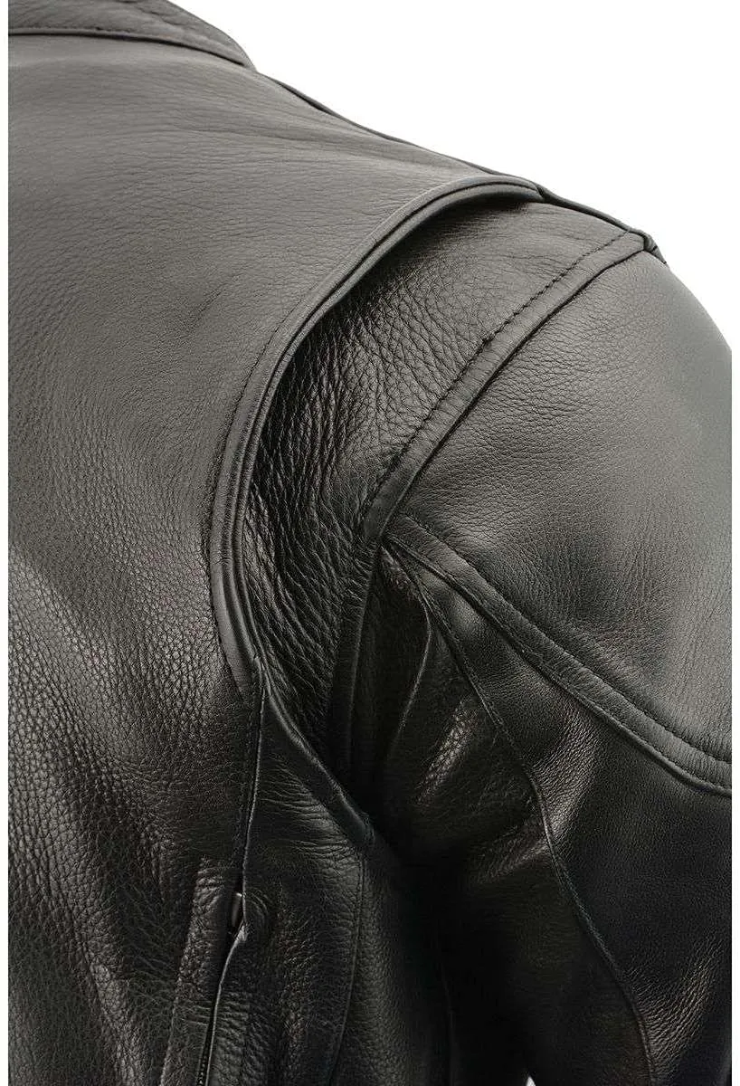 Milwaukee Leather SH1010 Men's 'Scooter' Black Vented Leather Jacket with Side Laces