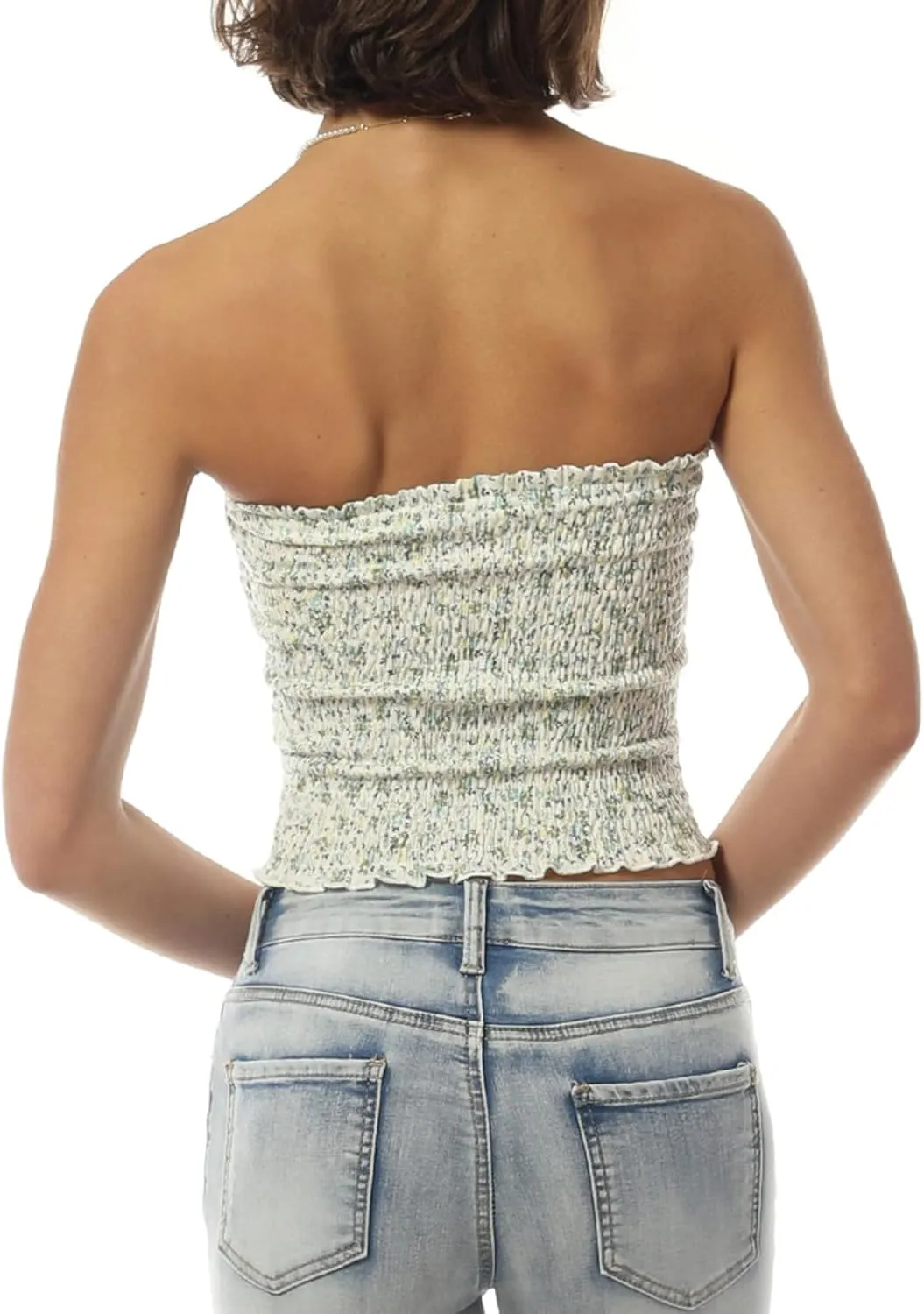 MixMatchy Women's Strapless Tube Tops Stretchy Sleeveless Sexy Summer Bandeau Crop Tank