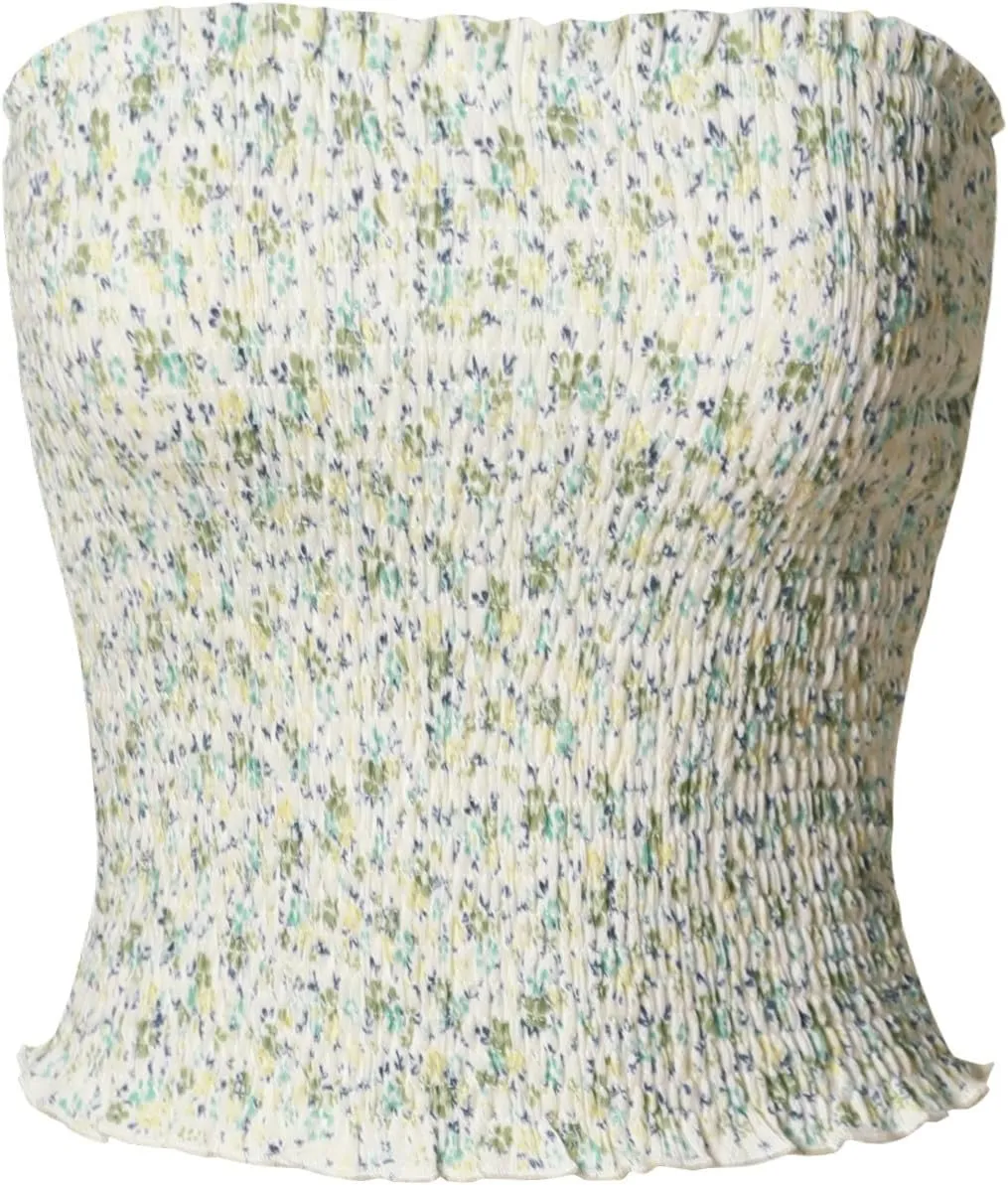 MixMatchy Women's Strapless Tube Tops Stretchy Sleeveless Sexy Summer Bandeau Crop Tank