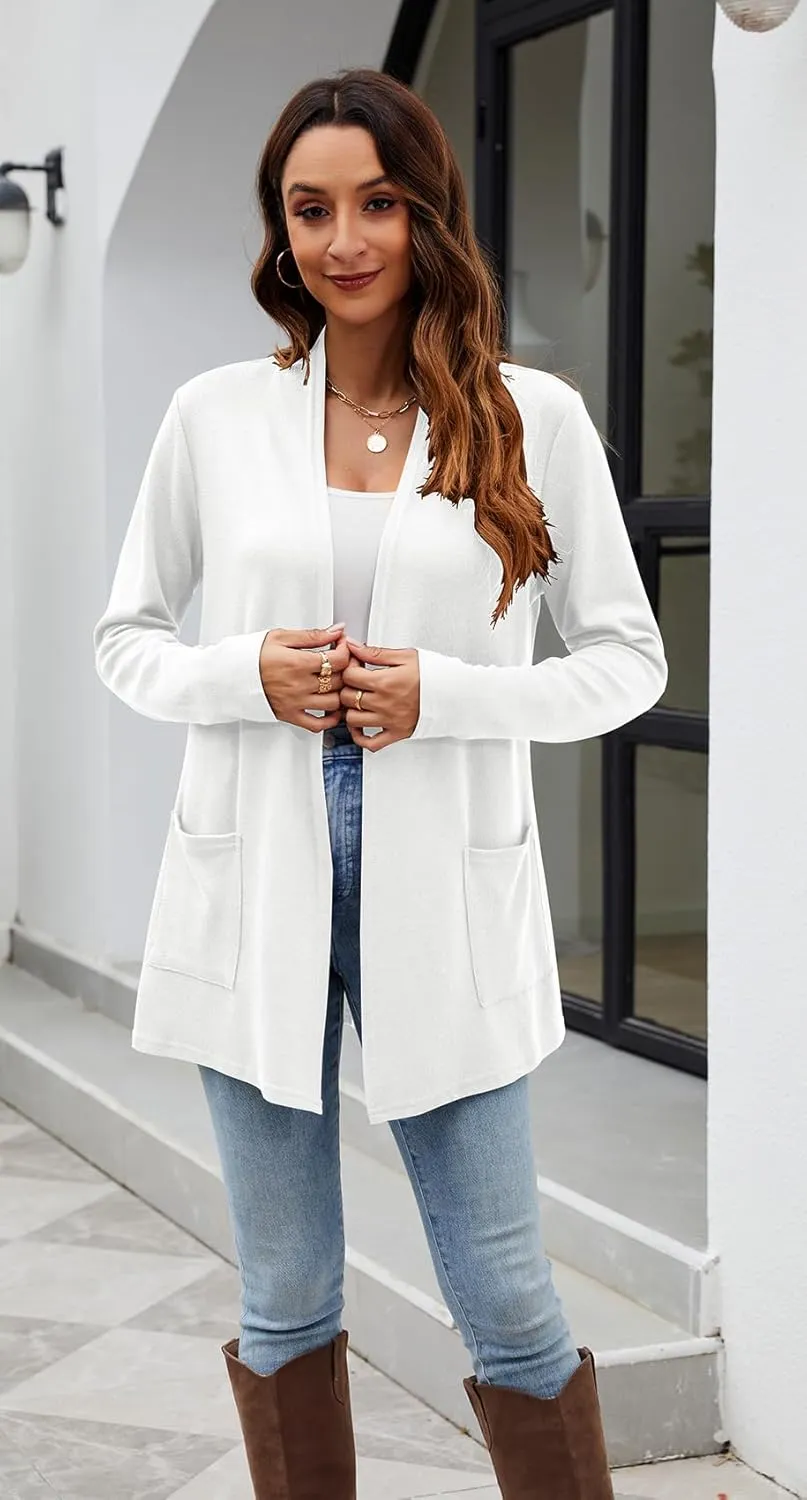 Newchoice Womens Lightweight Long Sleeve Cardigans with Pockets Casual Soft Open Front Sweater Cardigan Duster