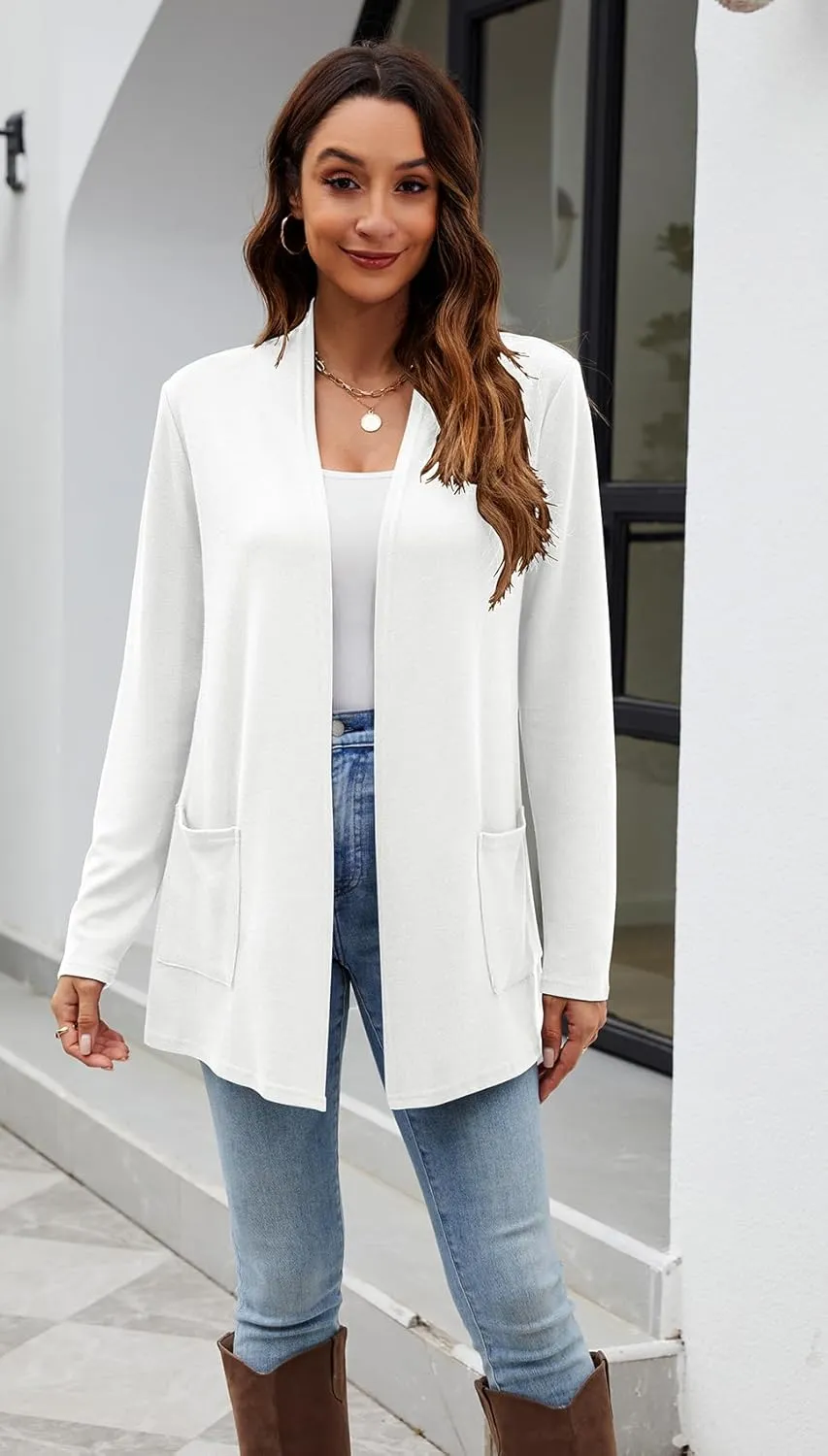 Newchoice Womens Lightweight Long Sleeve Cardigans with Pockets Casual Soft Open Front Sweater Cardigan Duster