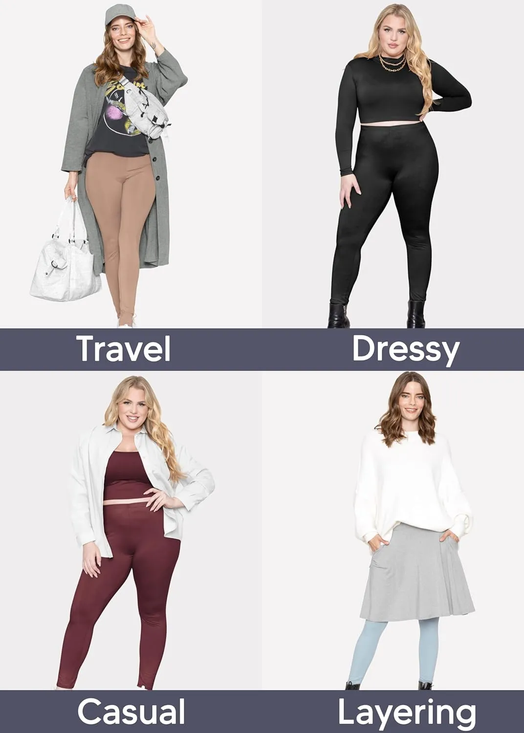 Oh So Soft Women's Plus Size Knee Length and Full Length Leggings | X-Large - 7X