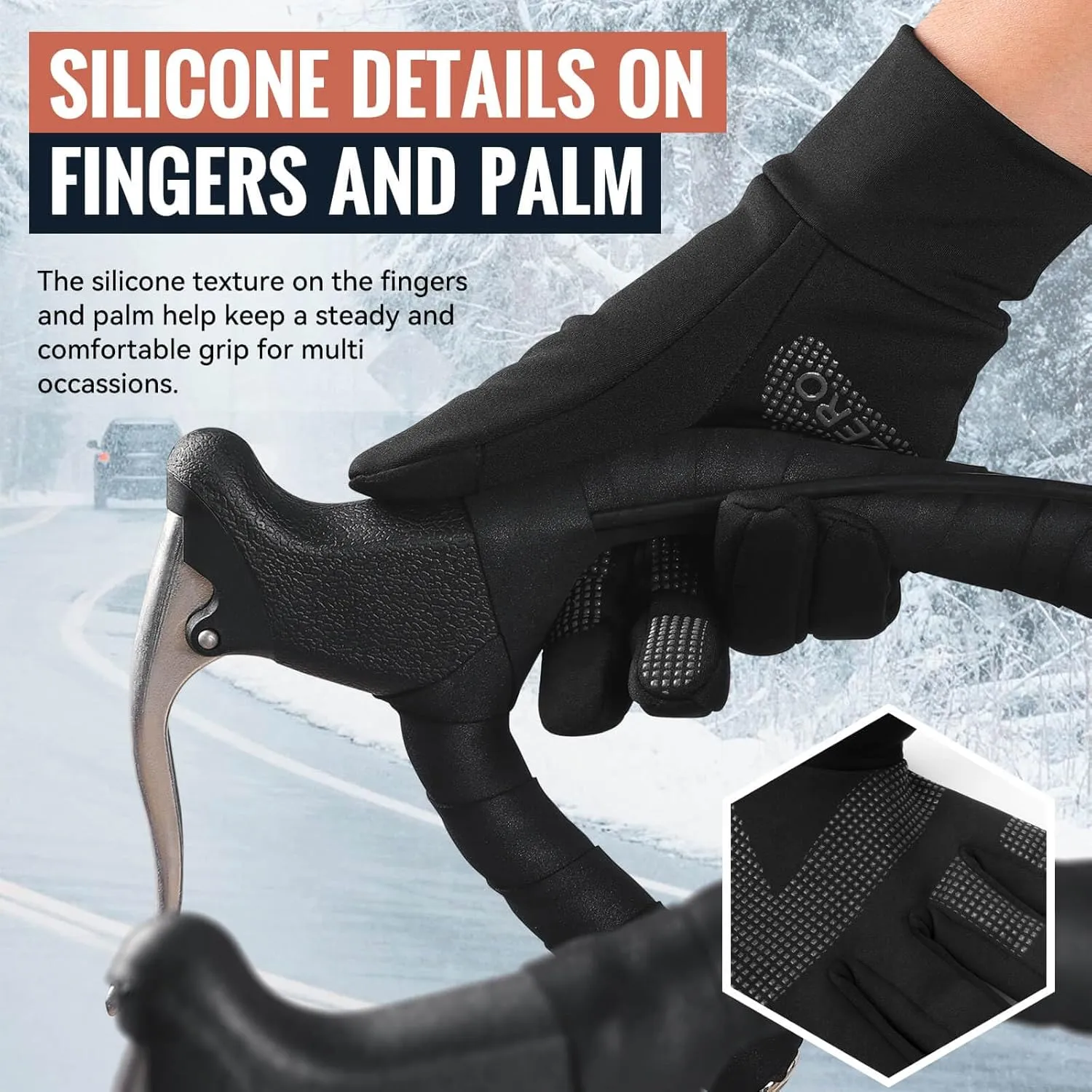 OZERO Winter Touchscreen Gloves for Men: Warm Running Gloves Windproof Water Resistant - Lightweight Thermal Glove for Hiking Cycling Driving