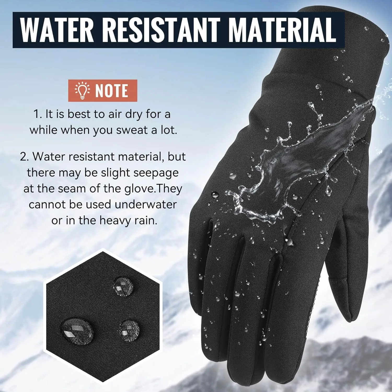 OZERO Winter Touchscreen Gloves for Men: Warm Running Gloves Windproof Water Resistant - Lightweight Thermal Glove for Hiking Cycling Driving