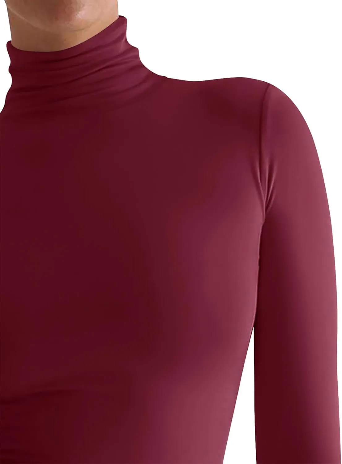 PINKMSTYLE Turtleneck Long Sleeve Tops for Women Fitted Double Lined T Shirts Base Layer Fall Outfits 2024