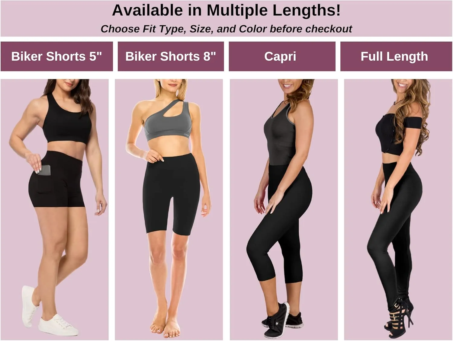 SATINA High Waisted Leggings for Women - Capri and Full Length Yoga Pants - Buttery Soft Workout Leggings with Tummy Control