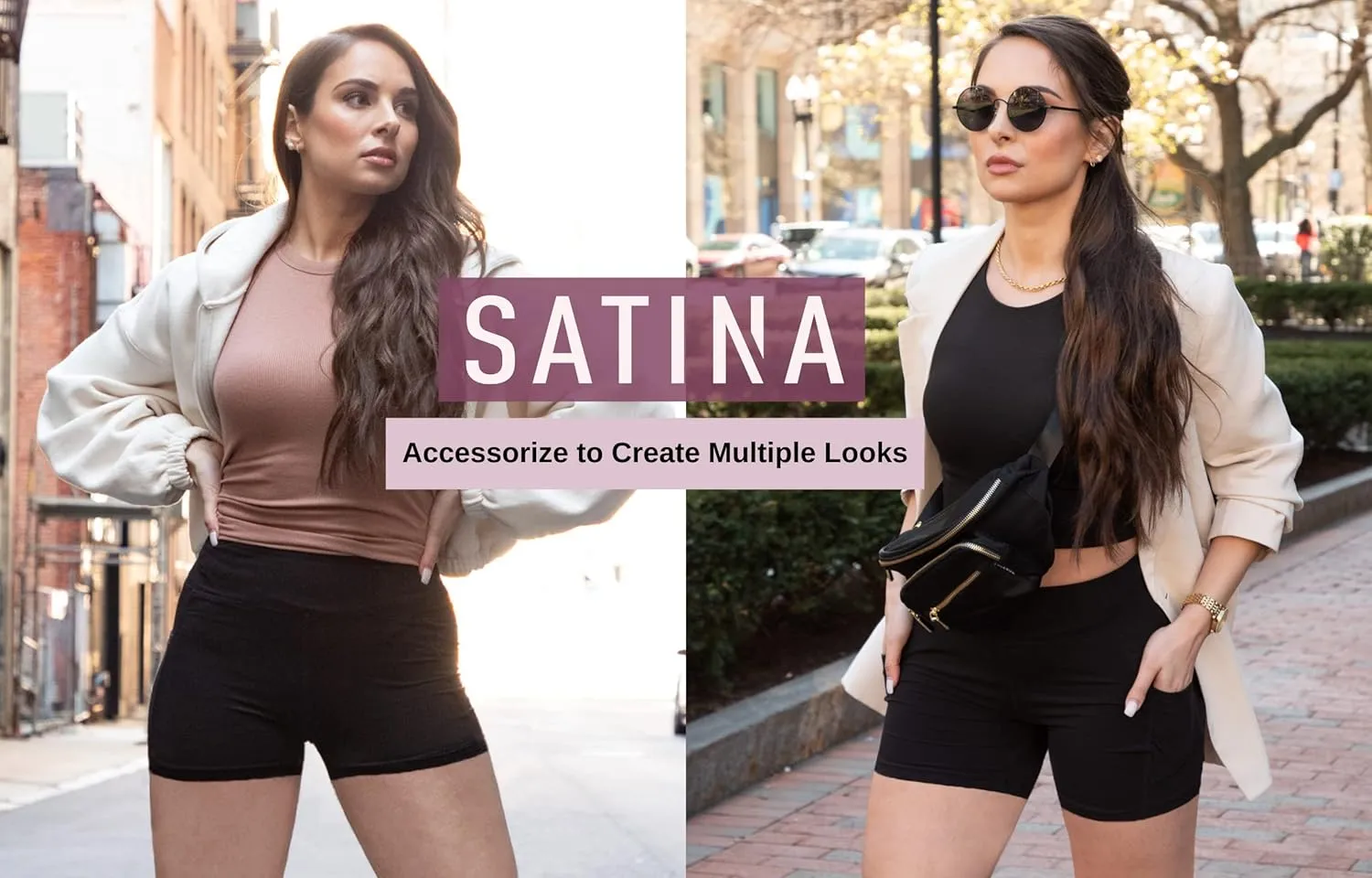 SATINA High Waisted Leggings for Women - Capri and Full Length Yoga Pants - Buttery Soft Workout Leggings with Tummy Control
