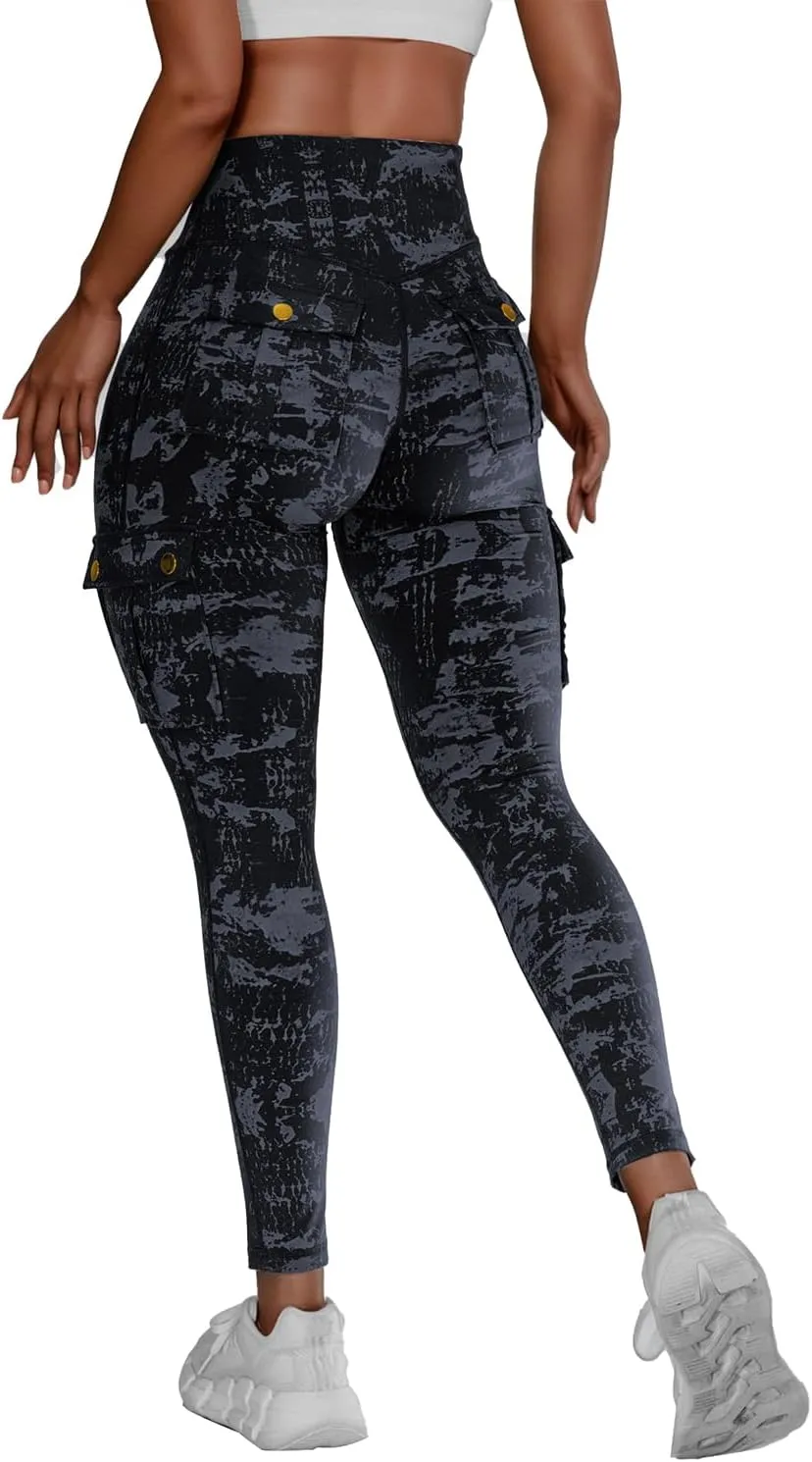 Scrunch Butt Lifting Leggings with Pockets Seamless High Waisted Workout Cargo Pants for Women
