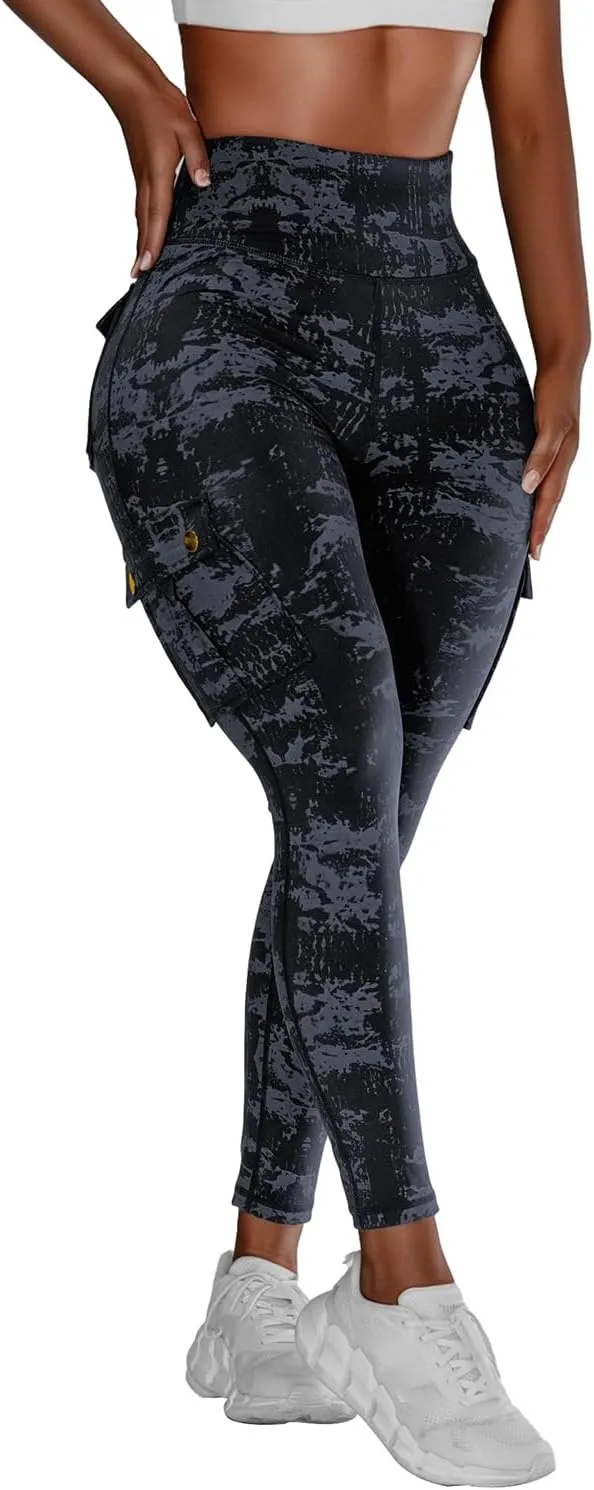 Scrunch Butt Lifting Leggings with Pockets Seamless High Waisted Workout Cargo Pants for Women