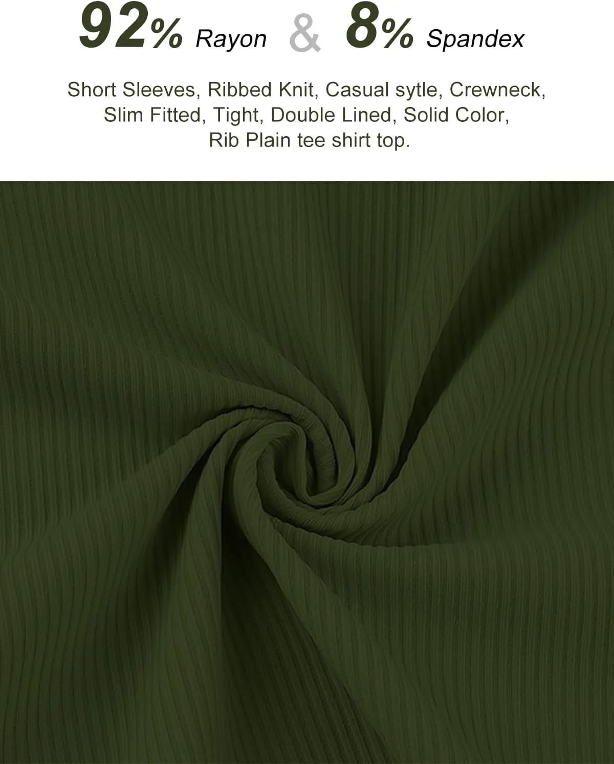 Slim Fit Women Short Sleeve Shirt Crew Neck Fitted Tight Tee Shirt Basic Ribbed Knit Top Going Out Workout Outfits