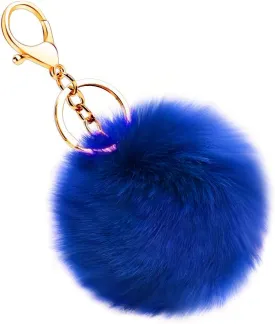 Soleebee Soft Artificial Rabbit Fur Keychain Plush Ball Key Ring Cute Pom Pom Bag Charm for Women Girls