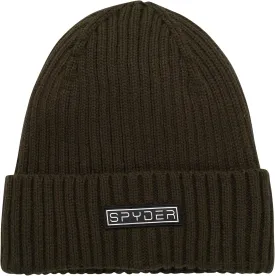 Spyder Men's Beanie - Cozy Plush Sherpa Fur Lined Ribbed Knit Cuff Winter Hat for Men with Embroidered and Rubber Logo Patch