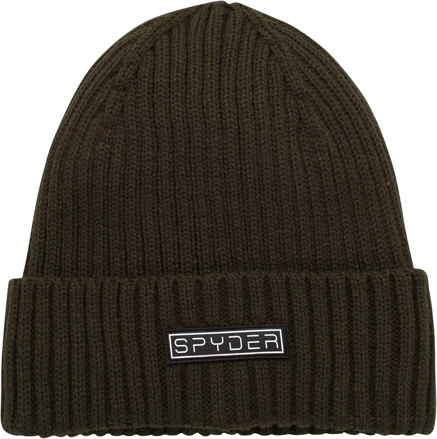 Spyder Men's Beanie - Cozy Plush Sherpa Fur Lined Ribbed Knit Cuff Winter Hat for Men with Embroidered and Rubber Logo Patch