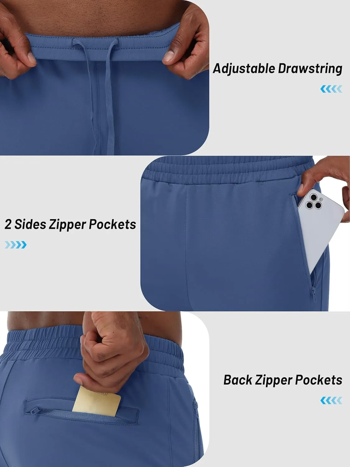 TACVASEN Men's Warm Sweatpants Winter Fleece Lined Water Resistant Pants Straight Leg with Zipper Pockets for Running