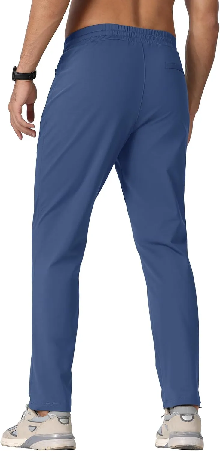 TACVASEN Men's Warm Sweatpants Winter Fleece Lined Water Resistant Pants Straight Leg with Zipper Pockets for Running
