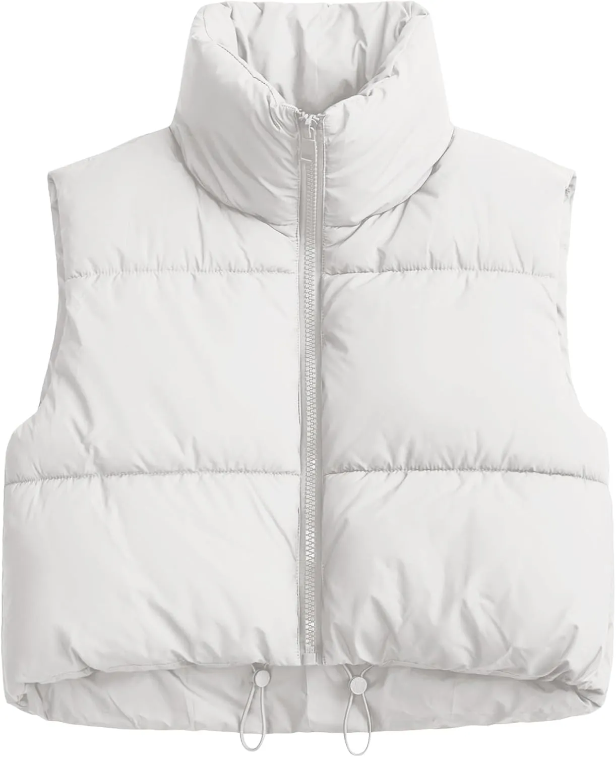 Women's Cropped Puffer Vest Sleeveless High Stand Collar Crop Outerwear Zip Up Warm Padded Gilet