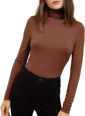 Women's Turtleneck Long Sleeve Thermal T-Shirts Stretchy Fitted Pullover Cotton Tops