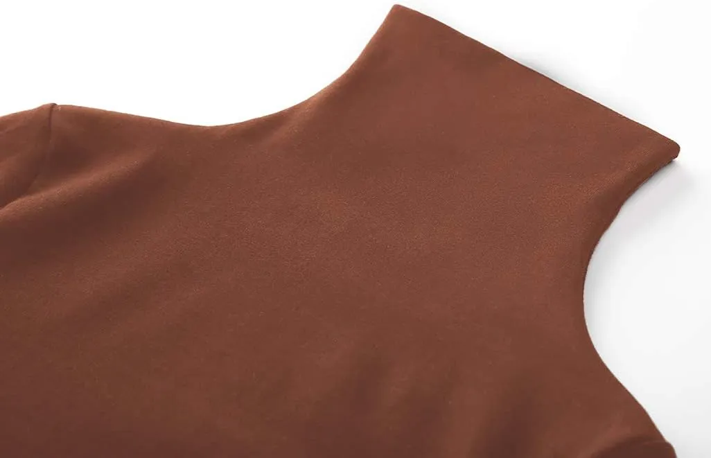 Women's Turtleneck Long Sleeve Thermal T-Shirts Stretchy Fitted Pullover Cotton Tops